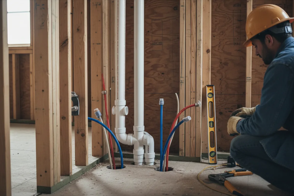 Drain and supply rough-in during Drain Cleaning in Maple Plain